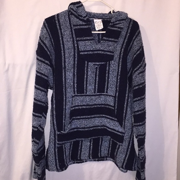 Other - Navy and light blue Baja Mexican Hoodie Large